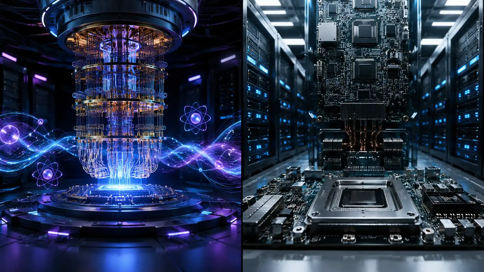 quantum computer and a modern classical supercomputer